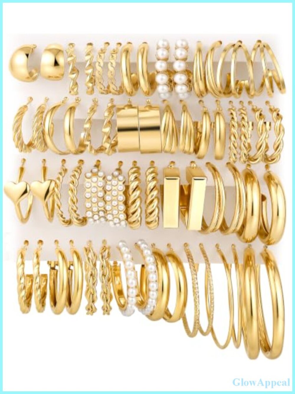 30 Pairs Gold Hoop Earrings Set Hypoallergenic Metal Statement Hoops Multipack